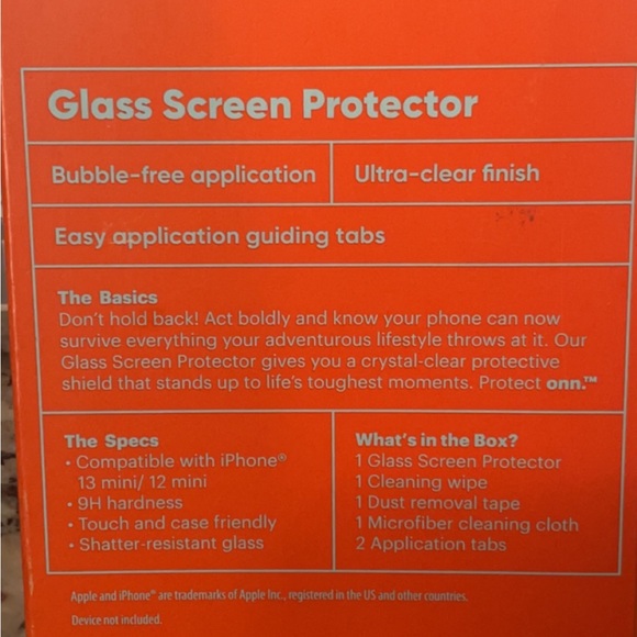 Protect Onn Iphone glass screen protector for 12 mini and 13 mini - Picture 2 of 2